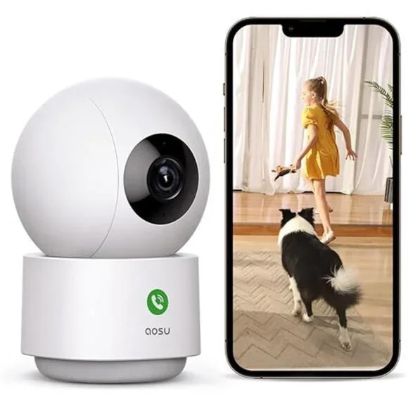2K Security Camera Indoor, Baby Monitor Pet Camera 360-Degree for Home Security